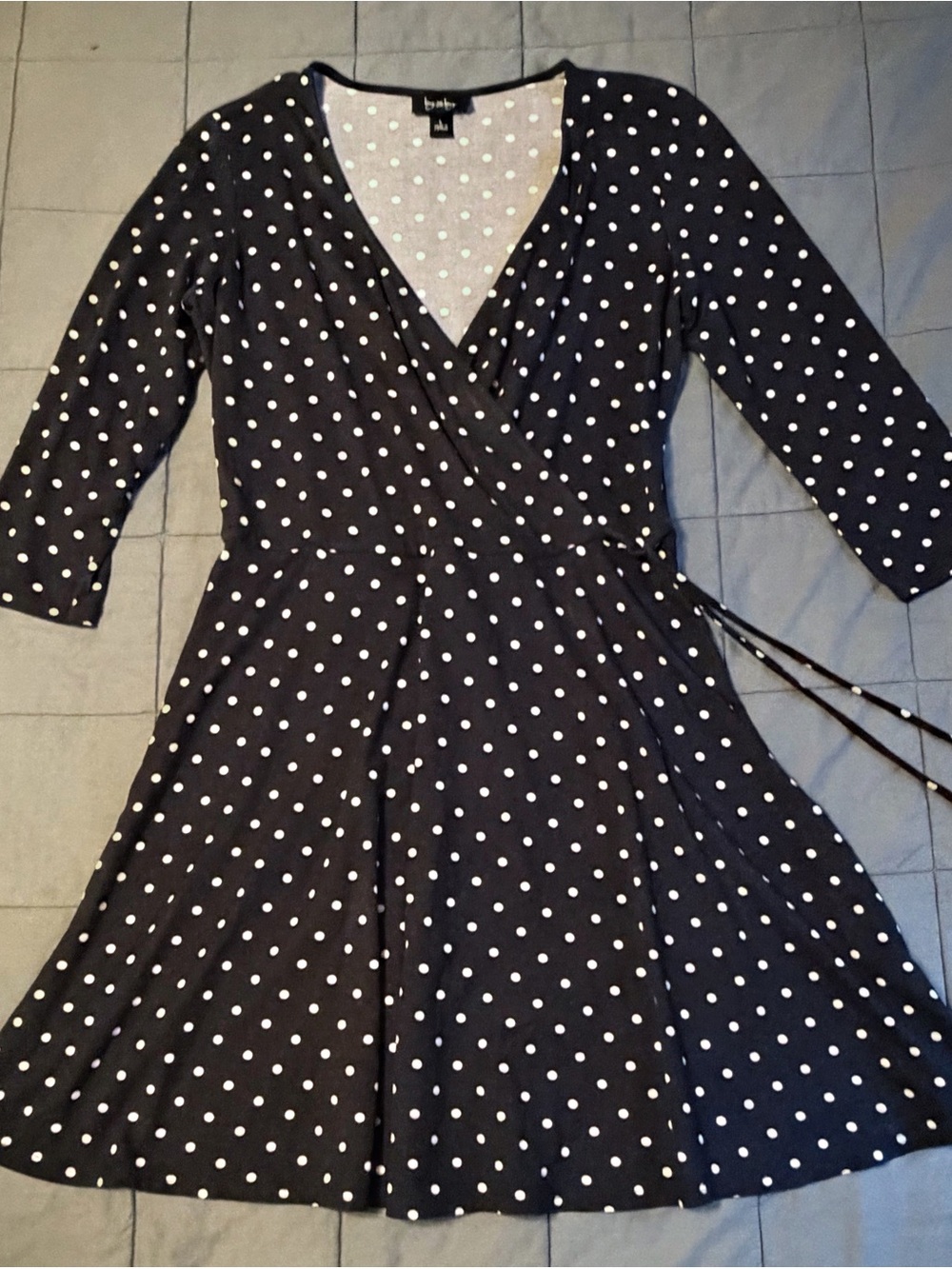 by & by Black and White Polka Dot Wrap Midi Dress